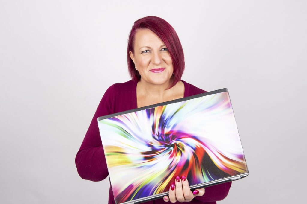 Claire with laptop for SEO website copywriting