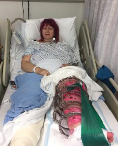 Claire Taylor in hospital